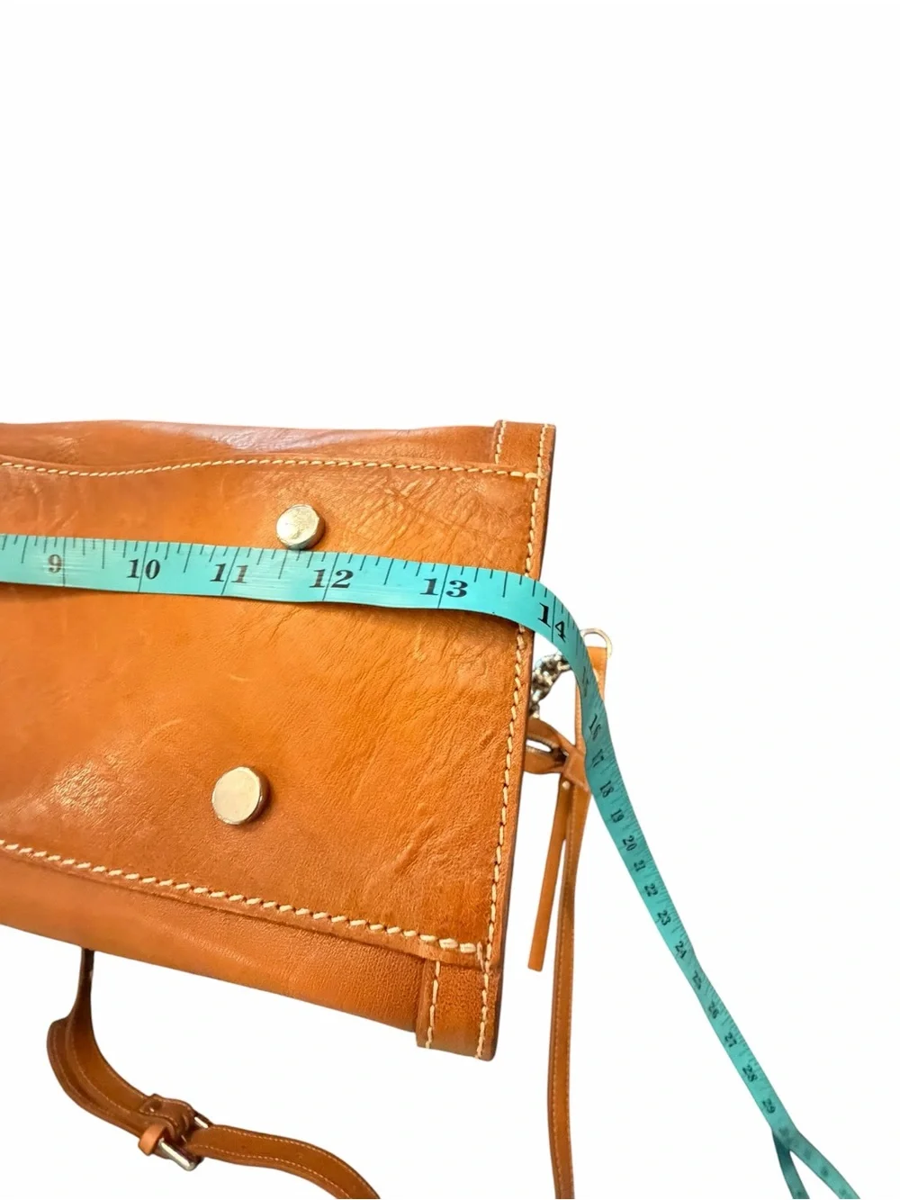 Cavalcanti Italian Satchel Shoulder Bag Cognac Brown Burnished Leather Western